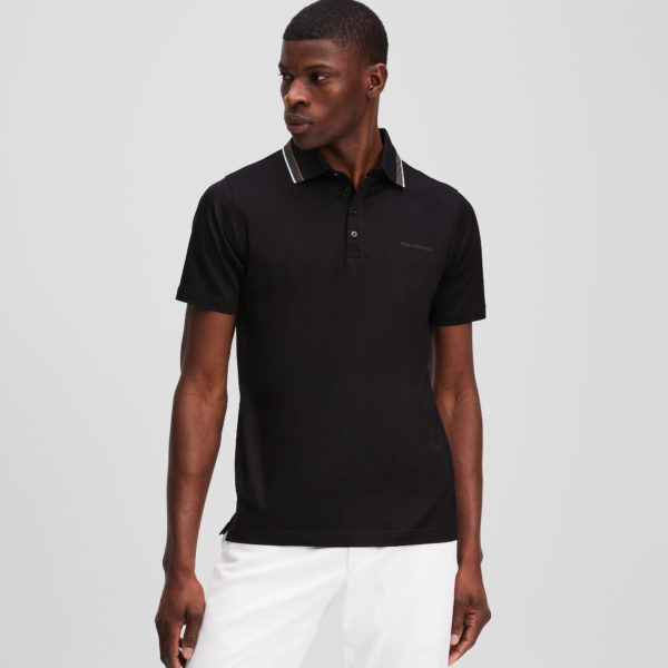 Karl Lagerfeld, Polo À Col Rayé, Homme, Noir, Taille: LXXL