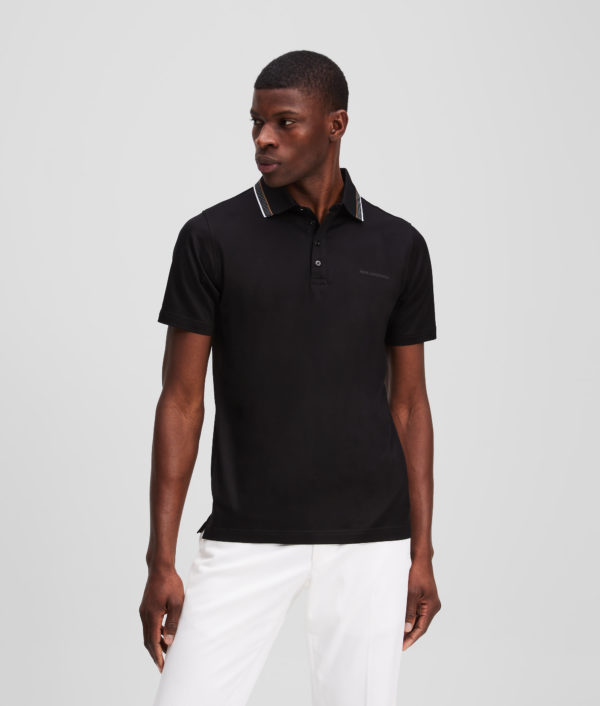 Karl Lagerfeld, Polo À Col Rayé, Homme, Noir, Taille: LXXL