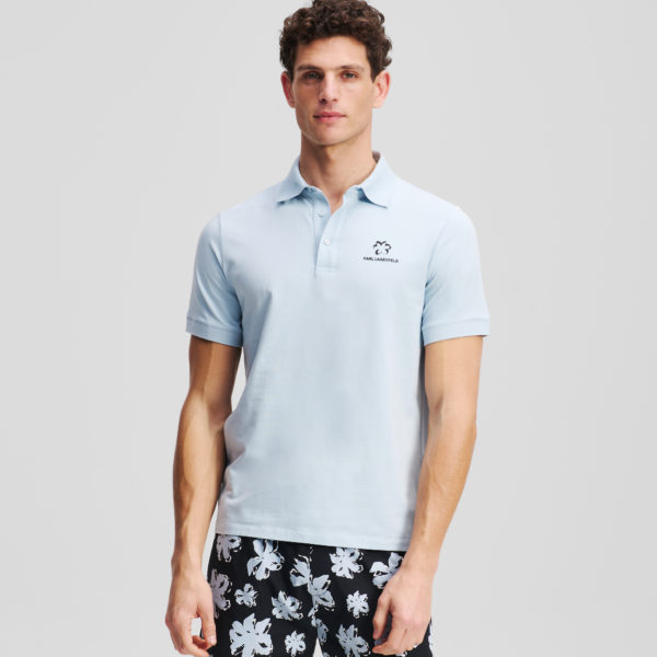 Karl Lagerfeld, Polo À Imprimé Floral, Homme, Bleu Clair, Taille: LXXL