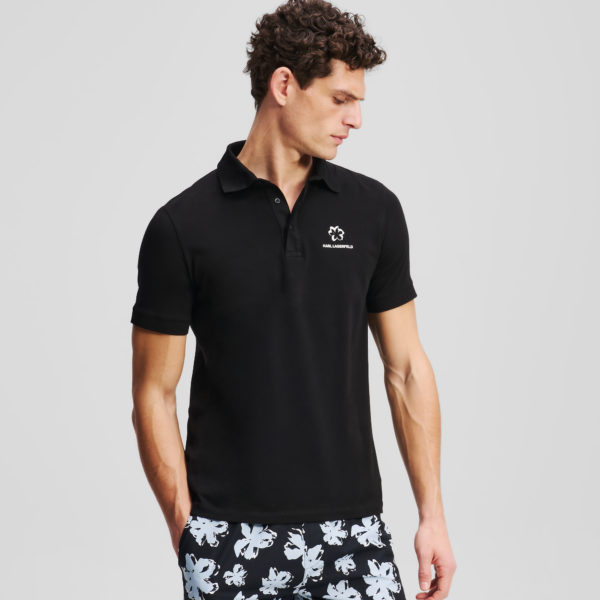 Karl Lagerfeld, Polo À Imprimé Floral, Homme, Noir, Taille: LXXL
