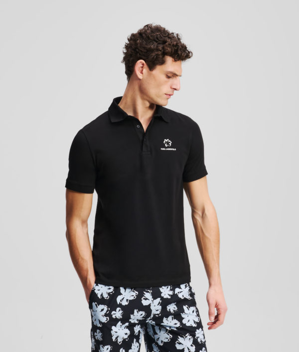 Karl Lagerfeld, Polo À Imprimé Floral, Homme, Noir, Taille: LXXL