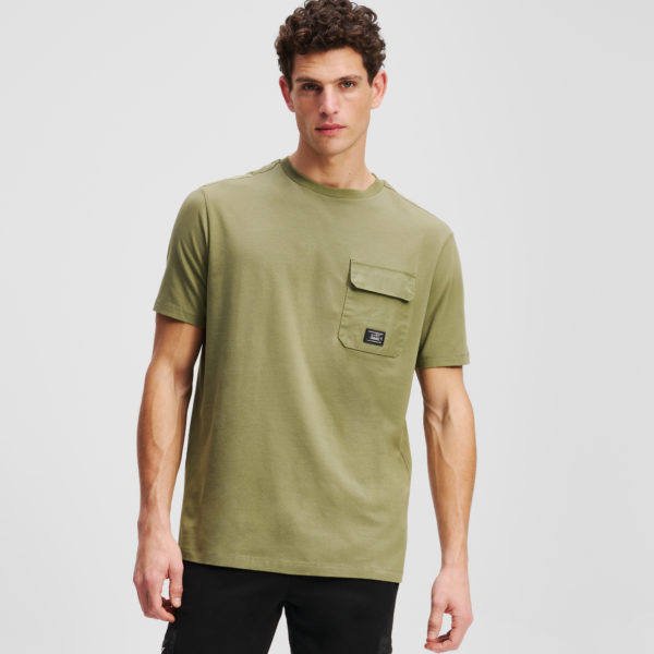 Karl Lagerfeld, T-shirt Avec Poche À La Poitrine, Homme, Vert, Taille: LXXL