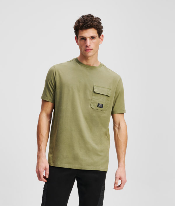 Karl Lagerfeld, T-shirt Avec Poche À La Poitrine, Homme, Vert, Taille: LXXL