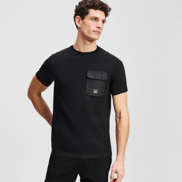 Karl Lagerfeld, T-shirt Avec Poche À La Poitrine, Homme, Noir, Taille: LXXL