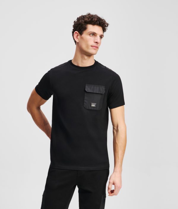 Karl Lagerfeld, T-shirt Avec Poche À La Poitrine, Homme, Noir, Taille: LXXL