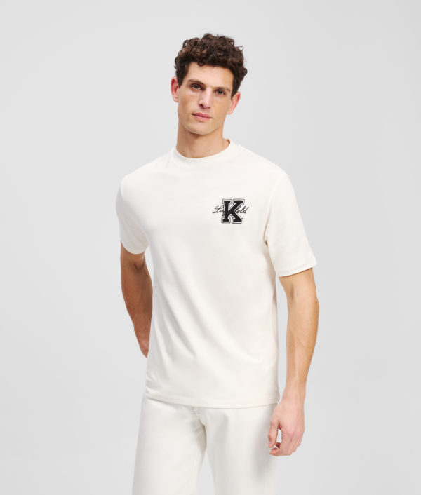 Karl Lagerfeld, T-shirt Avec L'initiale K, Homme, Blanc Cassé, Taille: LXXL