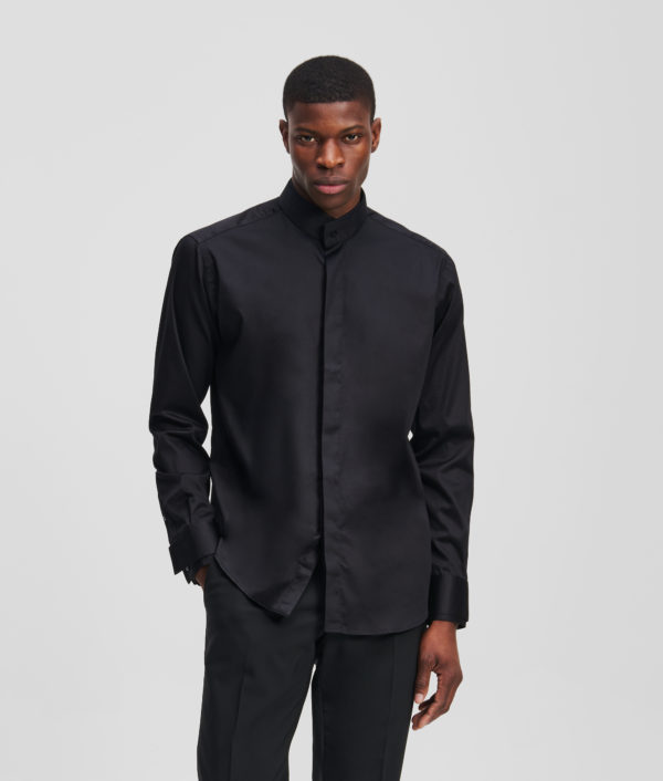 Karl Lagerfeld, Chemise À Col Montant, Homme, Noir, Taille: L45