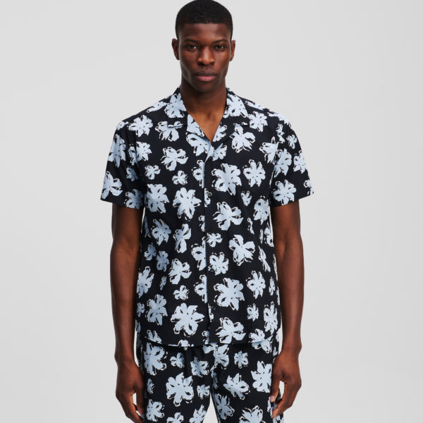 Karl Lagerfeld, Chemise À Imprimé Floral Intégral, Homme, Marine Noire, Taille: LXXL