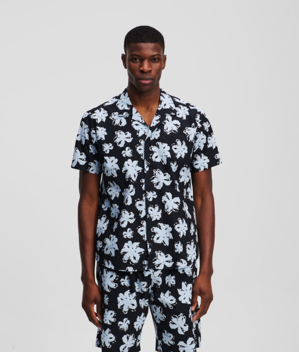 Karl Lagerfeld, Chemise À Imprimé Floral Intégral, Homme, Marine Noire, Taille: LXXL