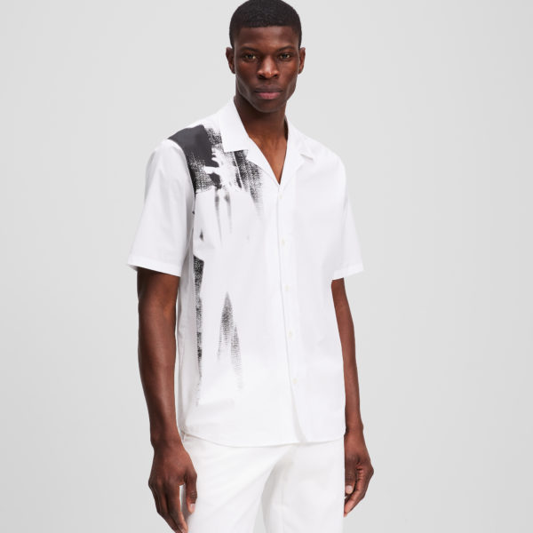Karl Lagerfeld, Chemise À Imprimé Silhouette, Homme, Blanc, Taille: LXXL