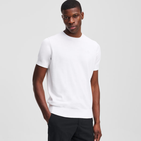 Karl Lagerfeld, Sweat-shirt À Manches Courtes Karl Kameo, Homme, Blanc, Taille: LXXL