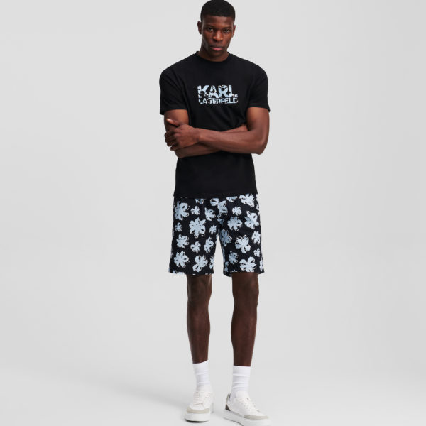 Karl Lagerfeld, Short À Imprimé Floral Intégral, Homme, Marine Noire, Taille: LXXL