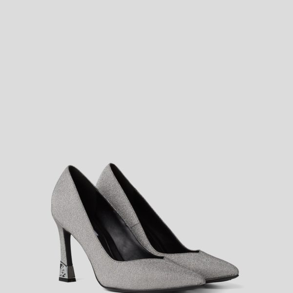 Karl Lagerfeld, Escarpins À Paillettes Premiere 90, Femme, Argent, Taille: L41