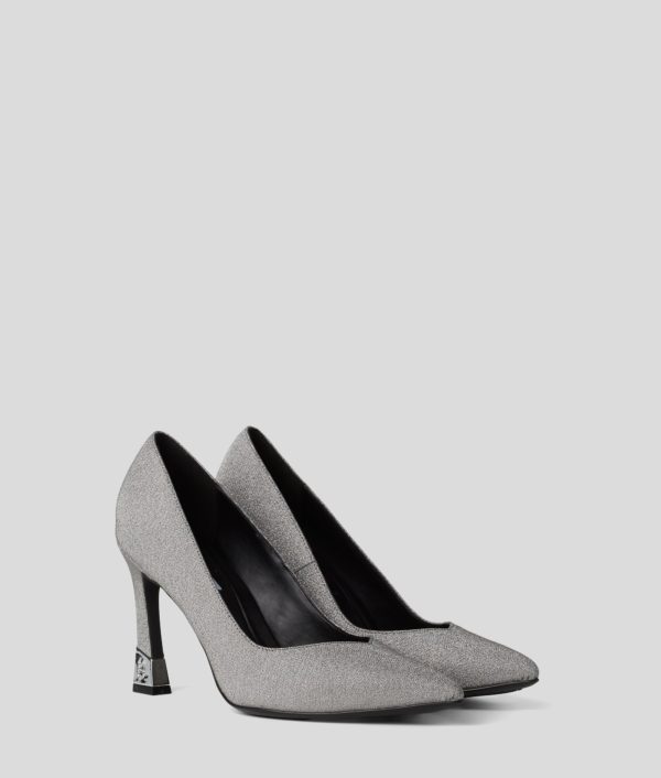 Karl Lagerfeld, Escarpins À Paillettes Premiere 90, Femme, Argent, Taille: L41