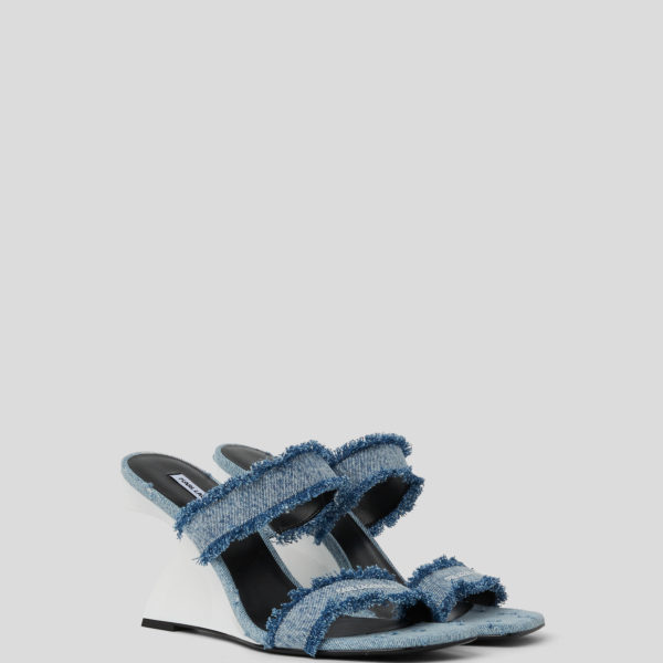 Karl Lagerfeld, Sandales À Talons En Denim À Double Bride Waverly, Femme, Bleu Sodalite, Taille: L41