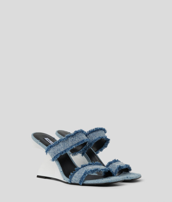 Karl Lagerfeld, Sandales À Talons En Denim À Double Bride Waverly, Femme, Bleu Sodalite, Taille: L41