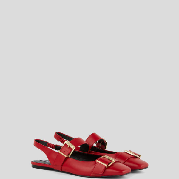 Karl Lagerfeld, Chaussures Plates À Double Boucle Konnie, Femme, Rouge, Taille: L41