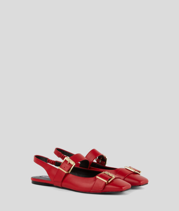 Karl Lagerfeld, Chaussures Plates À Double Boucle Konnie, Femme, Rouge, Taille: L41