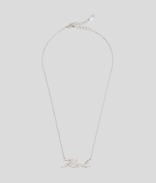 Karl Lagerfeld, Collier À Breloque Pavé Karl Signature, Femme, Argent, Taille: L00