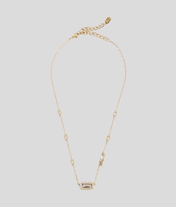 Karl Lagerfeld, Collier À Breloque En Cristal Karl Signature, Femme, Or, Taille: L00