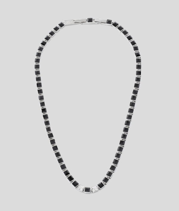 Karl Lagerfeld, Collier De Cristaux Noirs, Femme, Argent, Taille: L00
