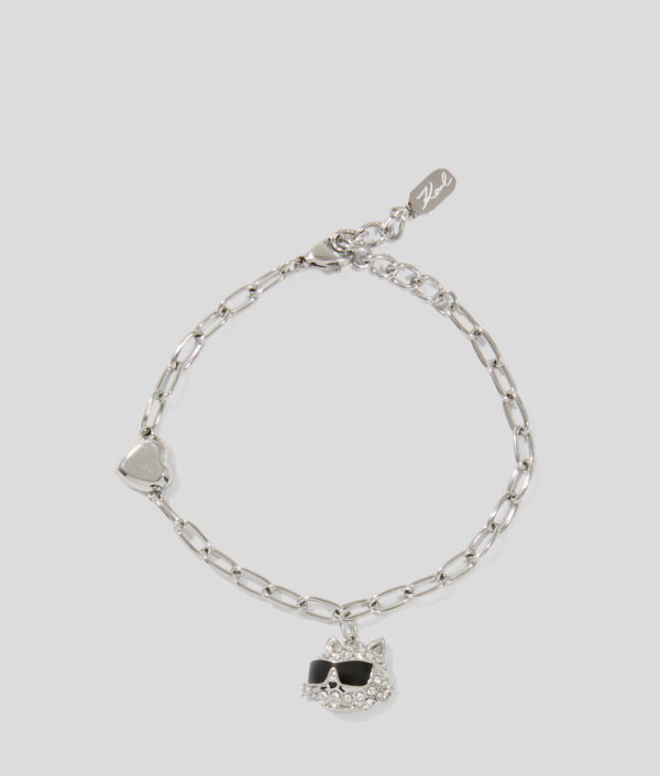 Karl Lagerfeld, Bracelet À Breloque Choupette Pavé Ikon, Femme, Argent, Taille: L00