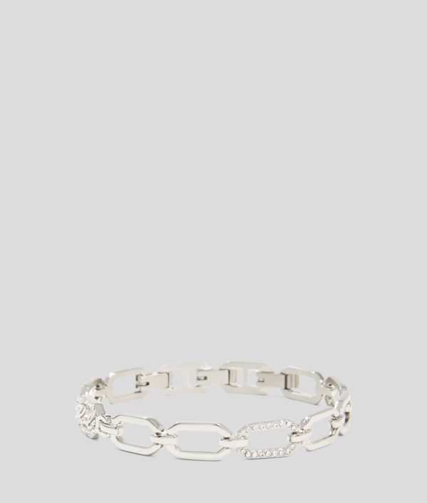 Karl Lagerfeld, Bracelet Chaîne Pavé Karl Signature, Femme, Argent, Taille: L00