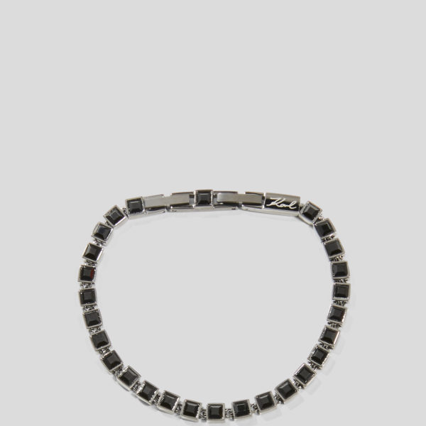 Karl Lagerfeld, Bracelet De Cristaux Noirs, Femme, Bronze, Taille: L00