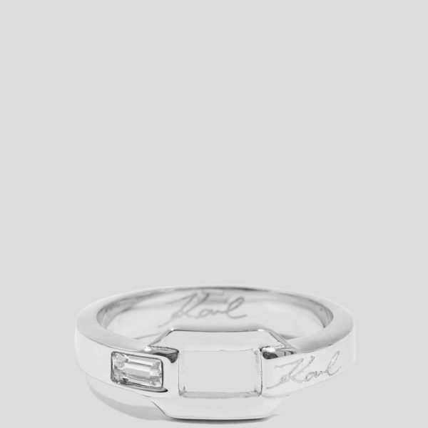 Karl Lagerfeld, Bague À Maillons Karl Signature, Femme, Argent, Taille: L18