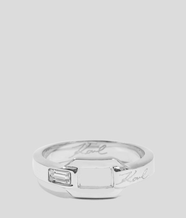 Karl Lagerfeld, Bague À Maillons Karl Signature, Femme, Argent, Taille: L18