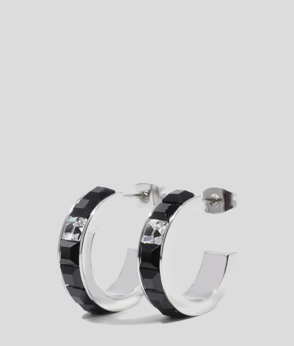 Karl Lagerfeld, Créoles En Cristaux, Femme, Argent, Taille: L00