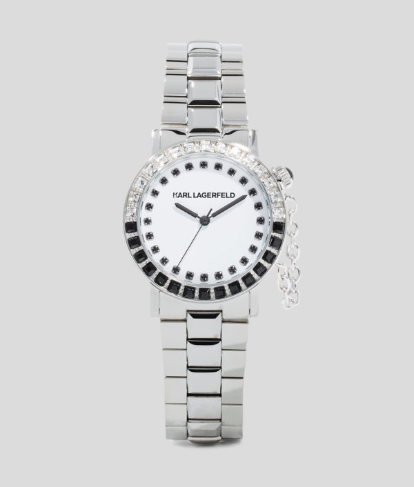 Karl Lagerfeld, Montre Ornée De Cristaux, Femme, Argent, Taille: L00