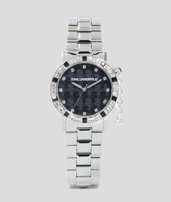 Karl Lagerfeld, Montre Ornée De Cristaux, Femme, Argent, Taille: L00