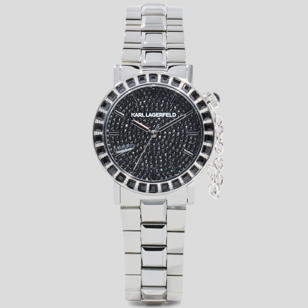 Karl Lagerfeld, Montre Ornée De Cristaux, Femme, Argent, Taille: L00