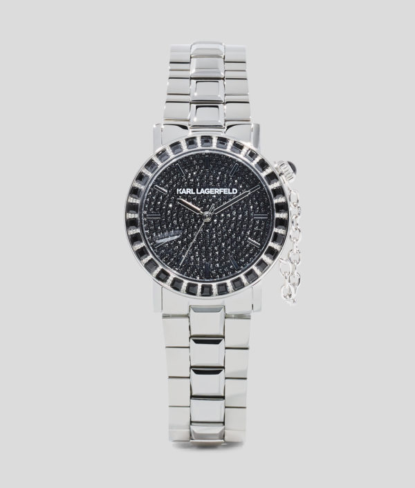 Karl Lagerfeld, Montre Ornée De Cristaux, Femme, Argent, Taille: L00