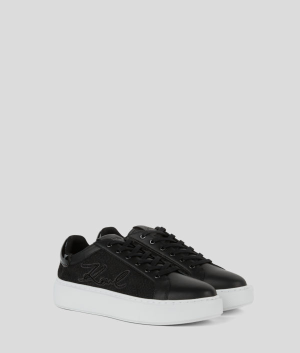 Karl Lagerfeld, Baskets À Lacets Karl Signature Maxi Kup, Femme, Noir, Taille: L41