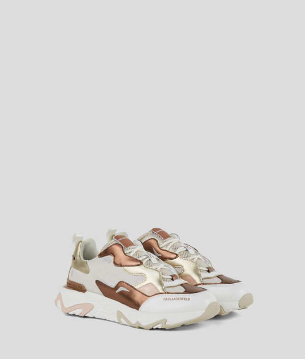 Karl Lagerfeld, Baskets En Cuir Métallisé Blaze Strike, Femme, Or Rose, Taille: L41