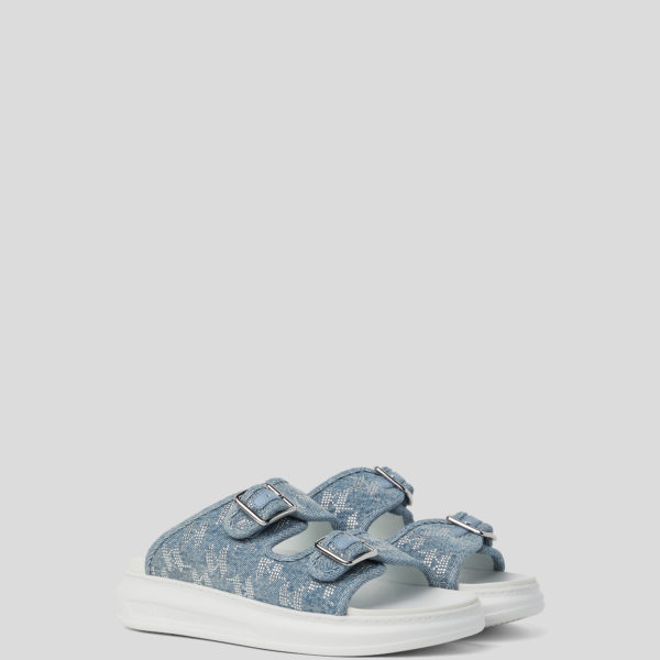 Karl Lagerfeld, Mules Denim Strass Kapri, Femme, Bleu Sodalite, Taille: L41
