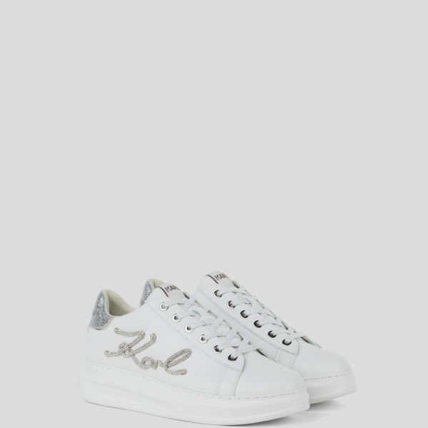 Karl Lagerfeld, Baskets À Strass Kapri Signia, Femme, Blanc/Argent, Taille: L41