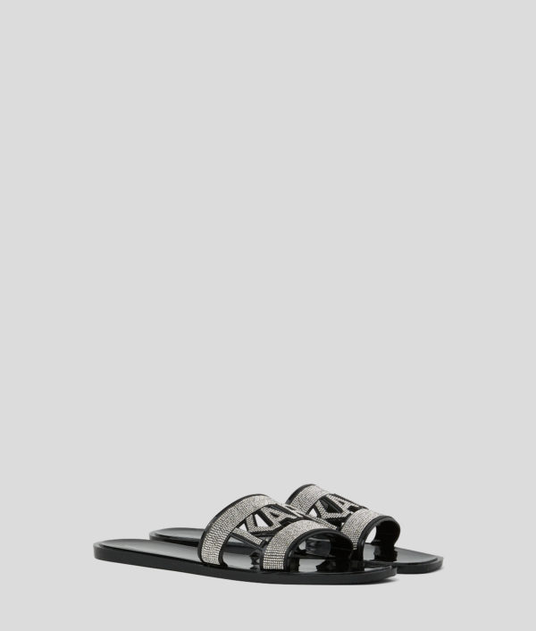 Karl Lagerfeld, Mules Strass Jelly, Femme, Noir/Argent, Taille: L41