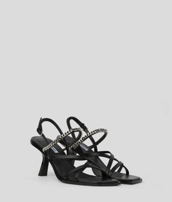 Karl Lagerfeld, Sandales À Bride Chaîne Karmel Signia À Talons, Femme, Noir, Taille: L41