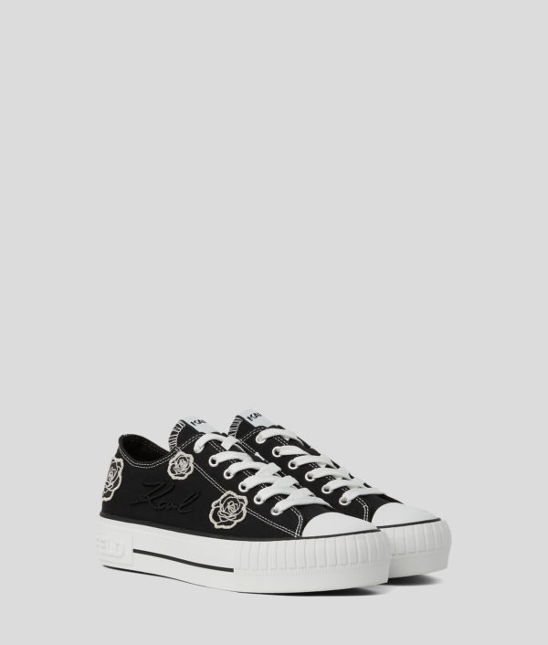 Karl Lagerfeld, Baskets Kampus Max Appliqué Flora, Femme, Noir/Noir, Taille: L41