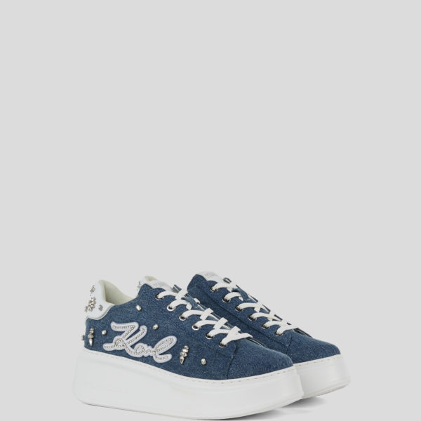 Karl Lagerfeld, Baskets Avec Écusson Karl Signature Anakapri Florastone, Femme, Denim bleu, Taille: L41