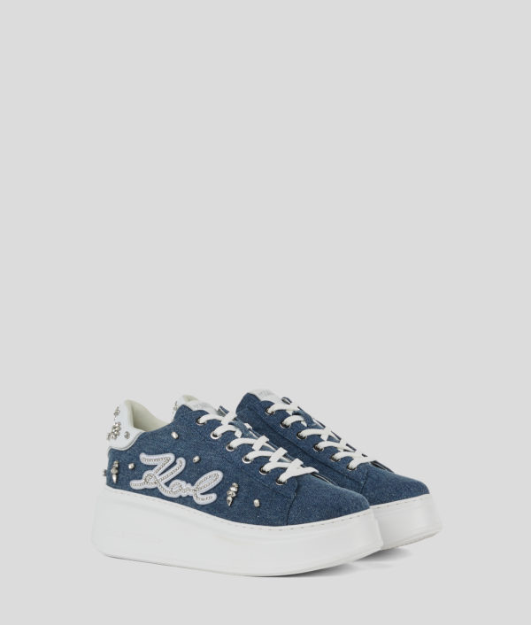 Karl Lagerfeld, Baskets Avec Écusson Karl Signature Anakapri Florastone, Femme, Denim bleu, Taille: L41