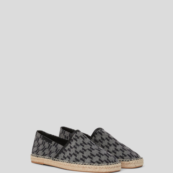 Karl Lagerfeld, Espadrilles Kamino Kl Monogram, Homme, Noir/Gris, Taille: L46