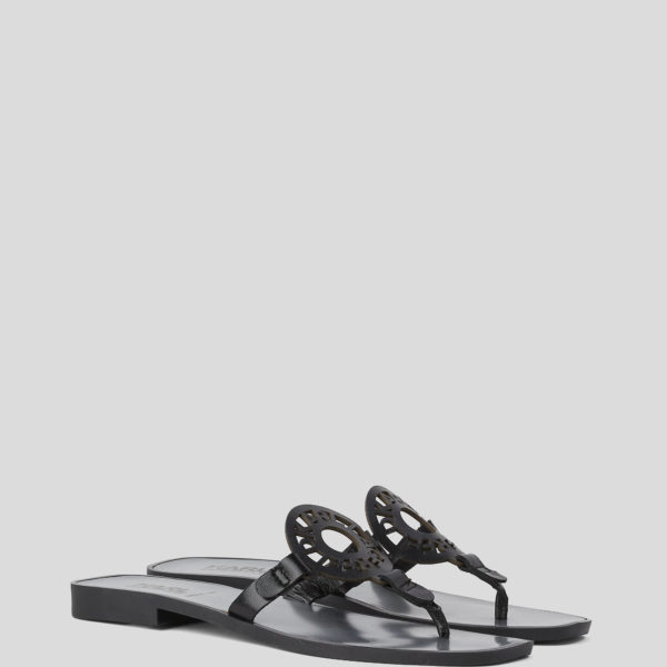 Karl Lagerfeld, Sandales À Lanière En Forme D’anneau Avec Logo Kl, Femme, Noir, Taille: L41