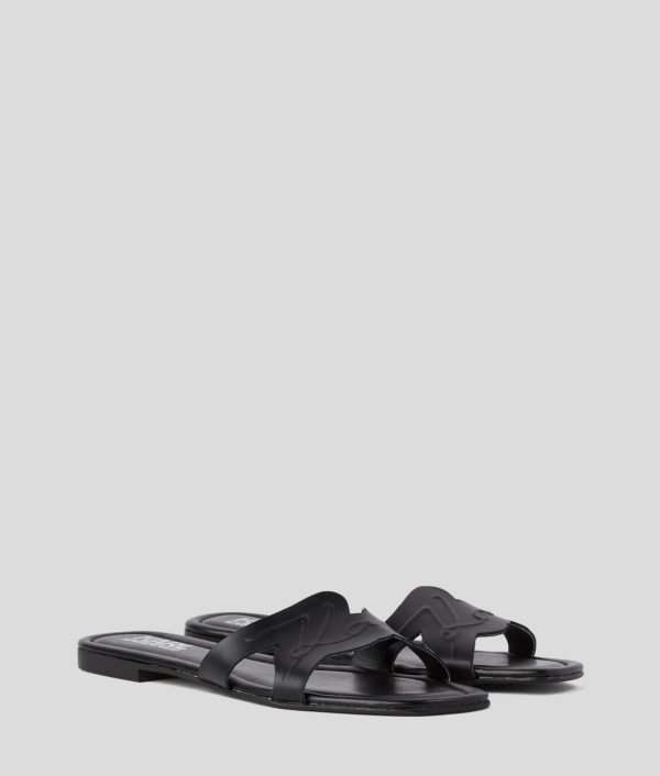 Karl Lagerfeld, Sandales Avec Découpes Brio Signature, Femme, Noir, Taille: L41