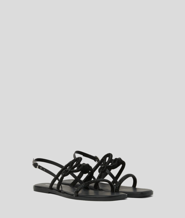Karl Lagerfeld, Sandales Karl Signature Olympia, Femme, Noir/Argent, Taille: L41