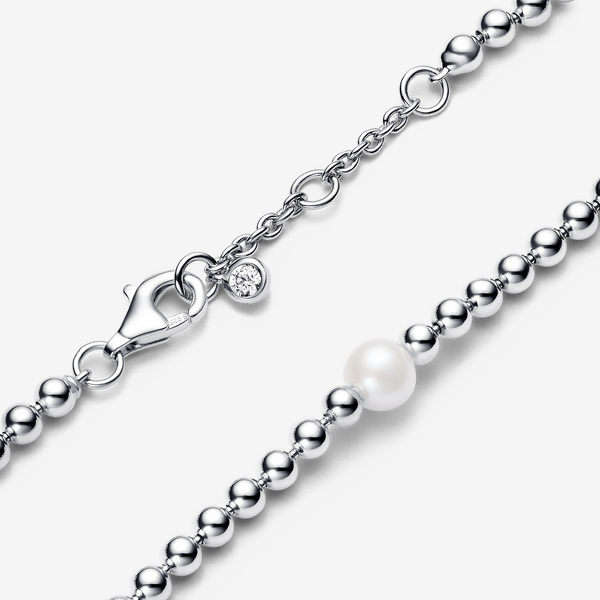 Bracelet Perle de Culture d'Eau Douce Traitée & Détails Sertis Grain - Pandora