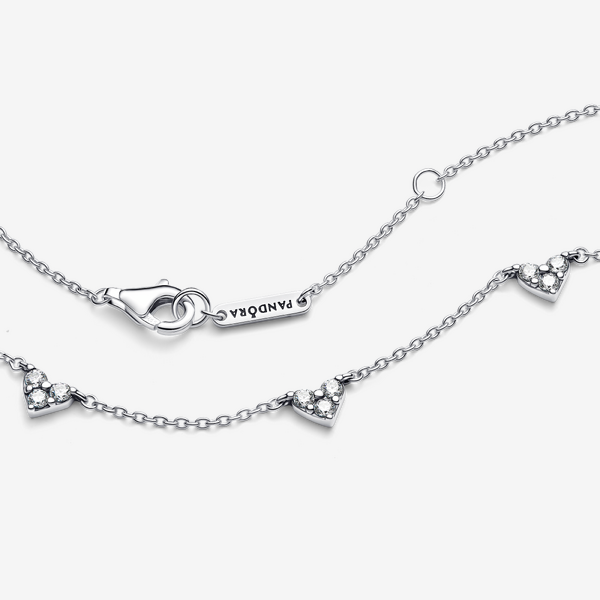 Collier Chaîne Station Cœur Triple Pierre – Pandora